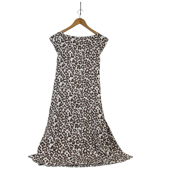 Piazza Del Tempio Anthropologie Brown Animal Print Shift Dress 100% Line… - Picture 2 of 15